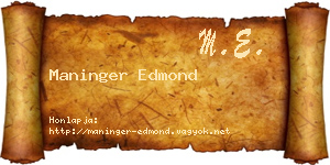 Maninger Edmond névjegykártya